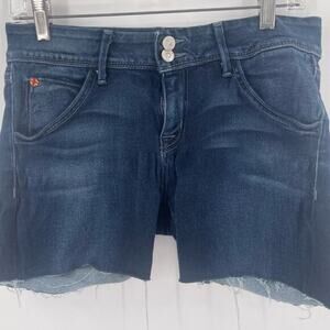 HUDSON Dark wash denim shorts raw hem size 29